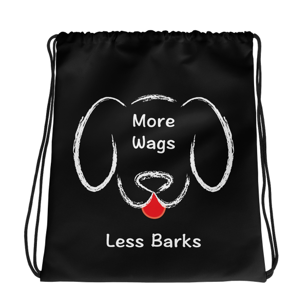 More Wags Less Barks Drawstring Bag (More Colors)