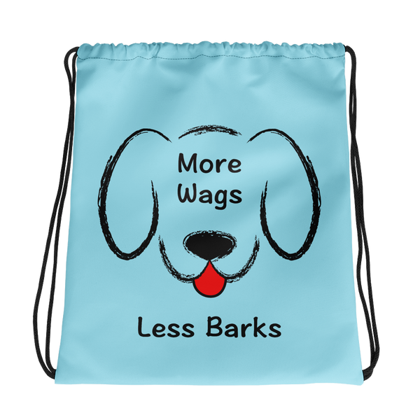 More Wags Less Barks Drawstring Bag (More Colors)