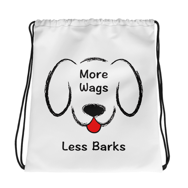 More Wags Less Barks Drawstring Bag (More Colors)