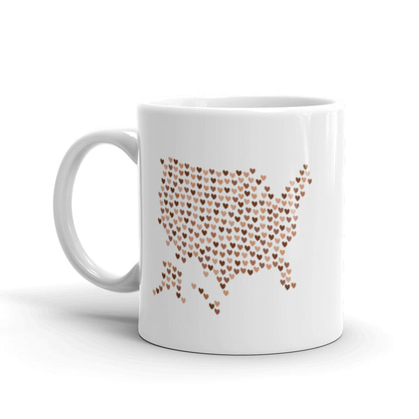USA Skin Tone Hearts Mug with Color Accents (More Colors)