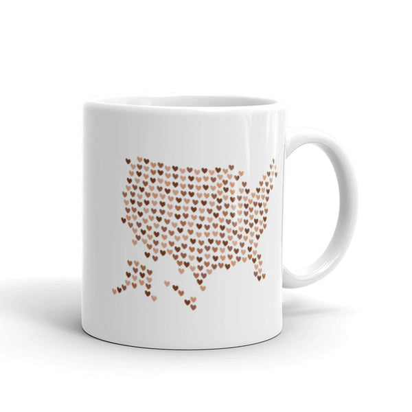USA Skin Tone Hearts Mug with Color Accents (More Colors)