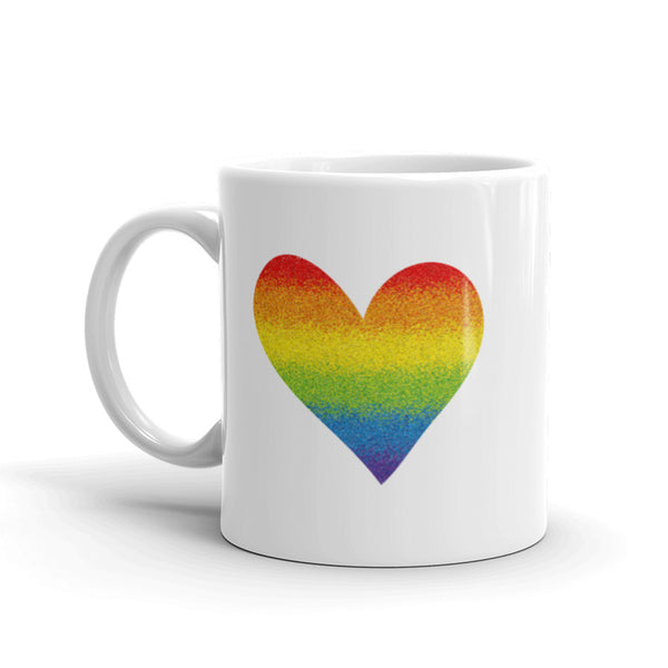 Rainbow Pride Heart Mug with Color Accents (More Colors)