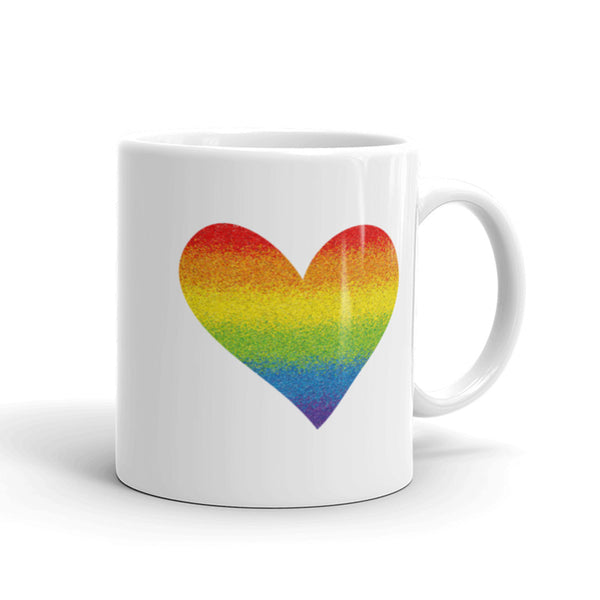 Rainbow Pride Heart Mug with Color Accents (More Colors)