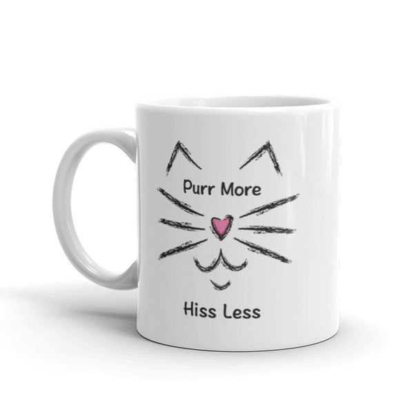 Purr More Hiss Less Mug with Color Accents (More Colors)