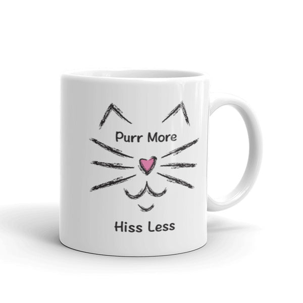 Purr More Hiss Less Mug with Color Accents (More Colors)
