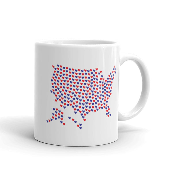 USA Hearts Patriotic Mug with Color Accents (More Colors)