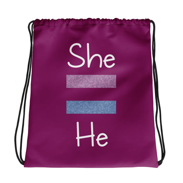 She Equals He Drawstring Bag (More Colors)
