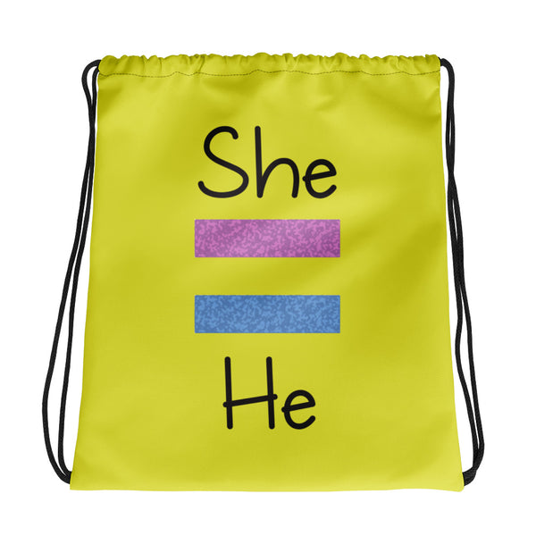 She Equals He Drawstring Bag (More Colors)