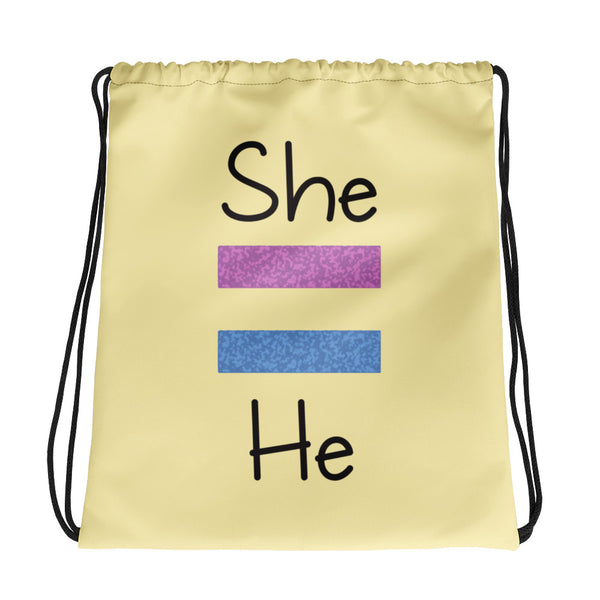 She Equals He Drawstring Bag (More Colors)