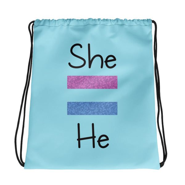 She Equals He Drawstring Bag (More Colors)