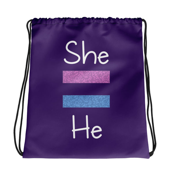 She Equals He Drawstring Bag (More Colors)