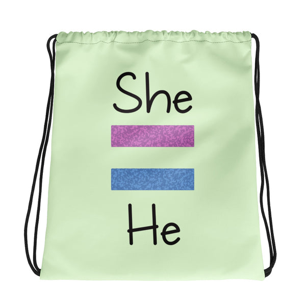 She Equals He Drawstring Bag (More Colors)