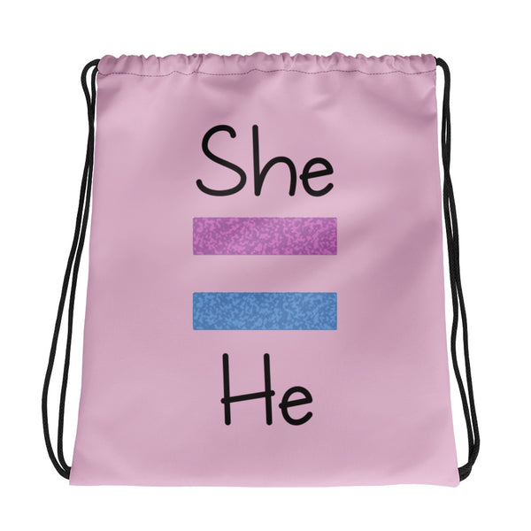 She Equals He Drawstring Bag (More Colors)