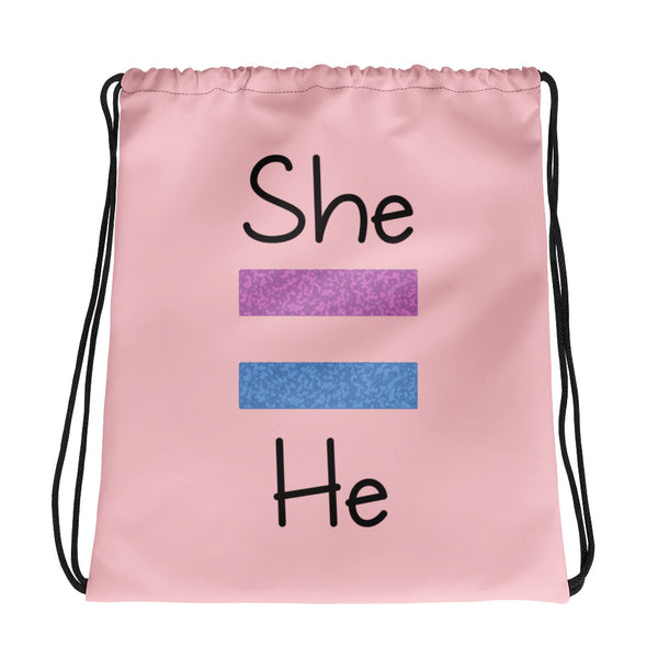 She Equals He Drawstring Bag (More Colors)