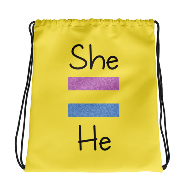 She Equals He Drawstring Bag (More Colors)