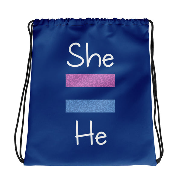 She Equals He Drawstring Bag (More Colors)