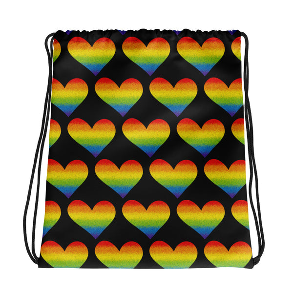 Rainbow Pride Heart Drawstring Bag (More Colors)