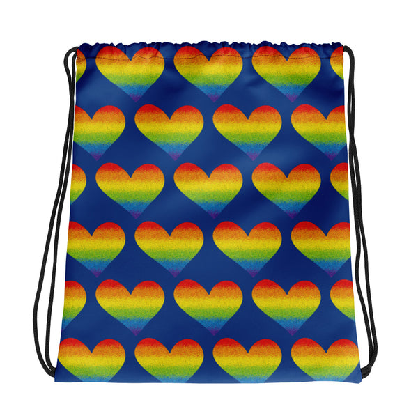 Rainbow Pride Heart Drawstring Bag (More Colors)