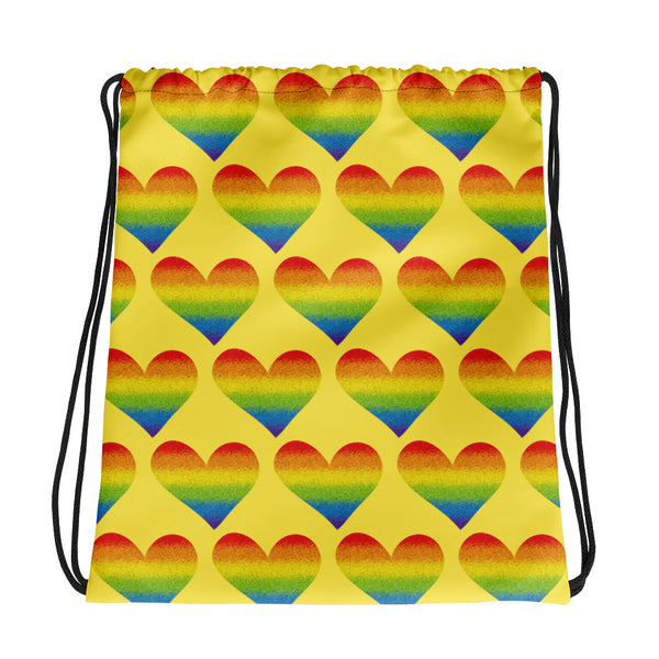 Rainbow Pride Heart Drawstring Bag (More Colors)