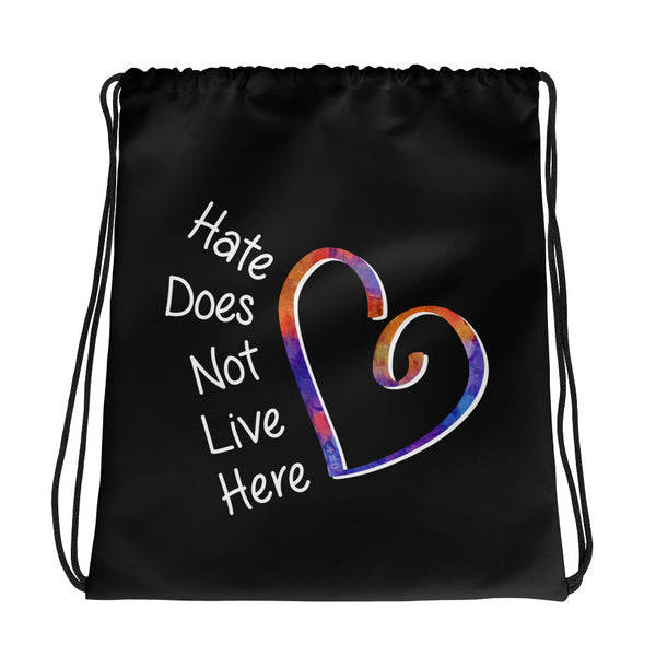 Hate Does Not Live Here Heart Drawstring Bag (More Colors)
