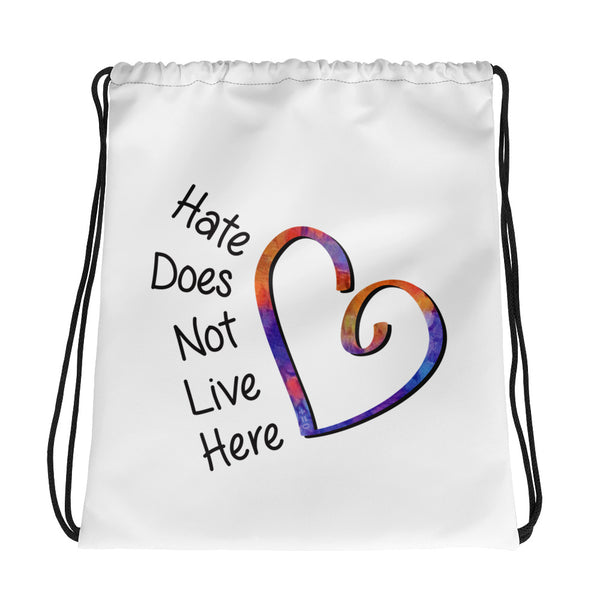 Hate Does Not Live Here Heart Drawstring Bag (More Colors)