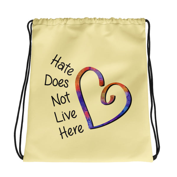 Hate Does Not Live Here Heart Drawstring Bag (More Colors)