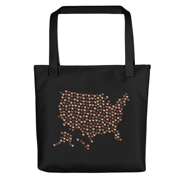 USA Skin Tone Hearts Tote Bag