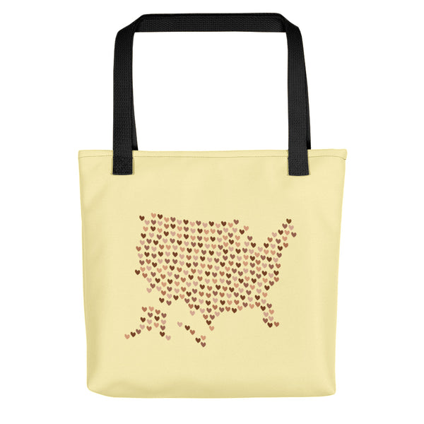 USA Skin Tone Hearts Tote Bag