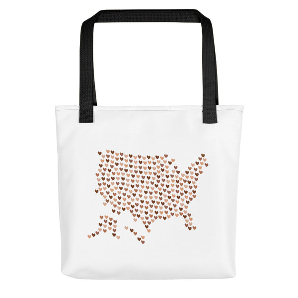 USA Skin Tone Hearts Tote Bag