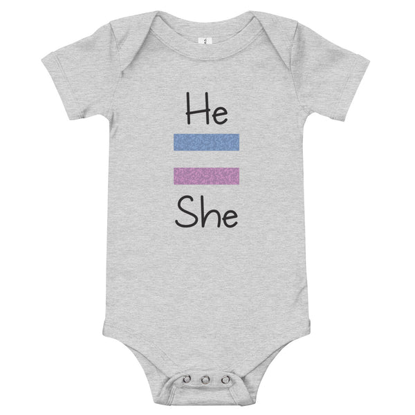 He Equals She Baby Onesie