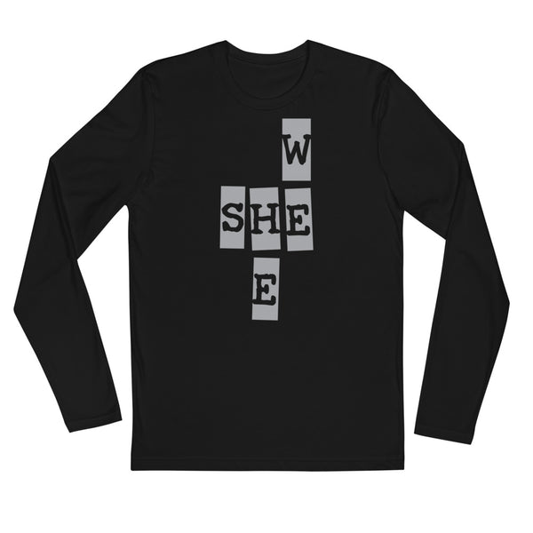 We She He Men's Long Sleeve Fitted Tee (Gray/More Colors)