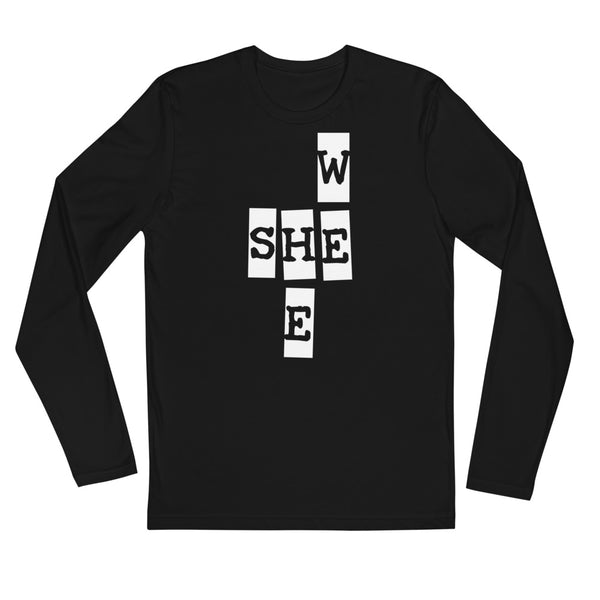 We She He Men's Long Sleeve Fitted Tee (Dark/More Colors)