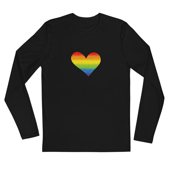 Rainbow Pride Heart Long Sleeve Fitted Tee (More Colors)