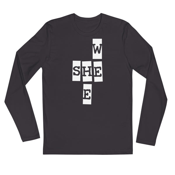 We She He Men's Long Sleeve Fitted Tee (Dark/More Colors)
