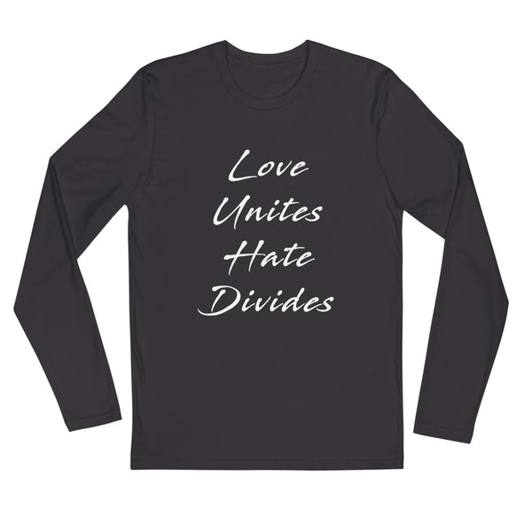 Love Unites Men's Long Sleeve Fitted Tee (Dark/More Colors)