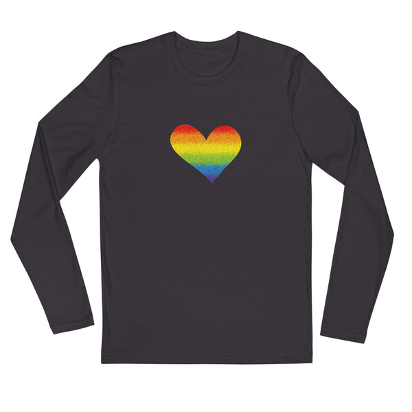 Rainbow Pride Heart Long Sleeve Fitted Tee (More Colors)