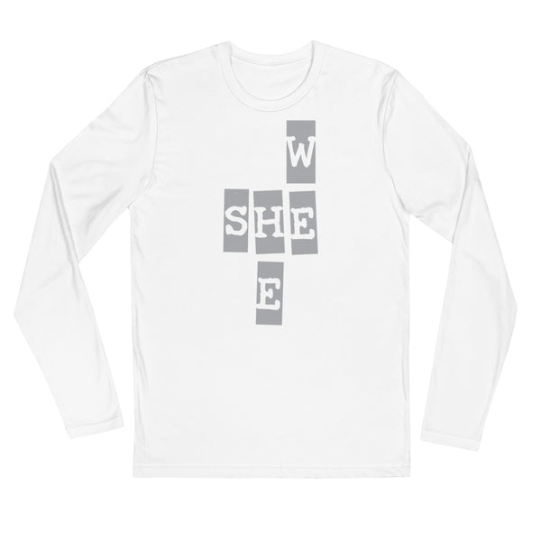We She He Men's Long Sleeve Fitted Tee (Gray/More Colors)