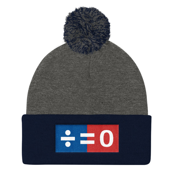 Red, White & Blue Unity Square Pom Pom Knit Patriotic Cap (More Colors)