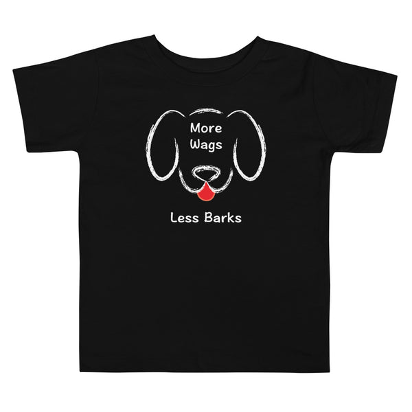 More Wags Less Barks Toddler Short Sleeve Tee (Black)