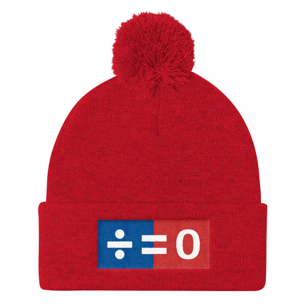 Red, White & Blue Unity Square Pom Pom Knit Patriotic Cap (More Colors)