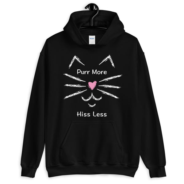 Purr More Hiss Less Unisex Hooded Sweatshirt (Dark/More Colors)
