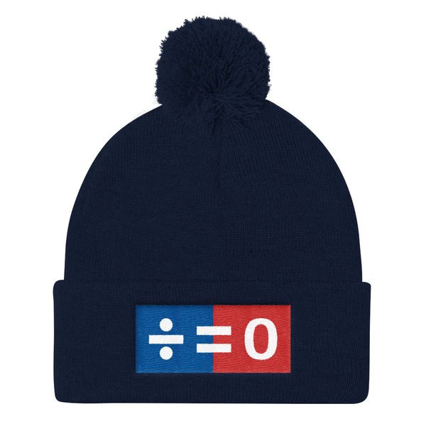 Red, White & Blue Unity Square Pom Pom Knit Patriotic Cap (More Colors)