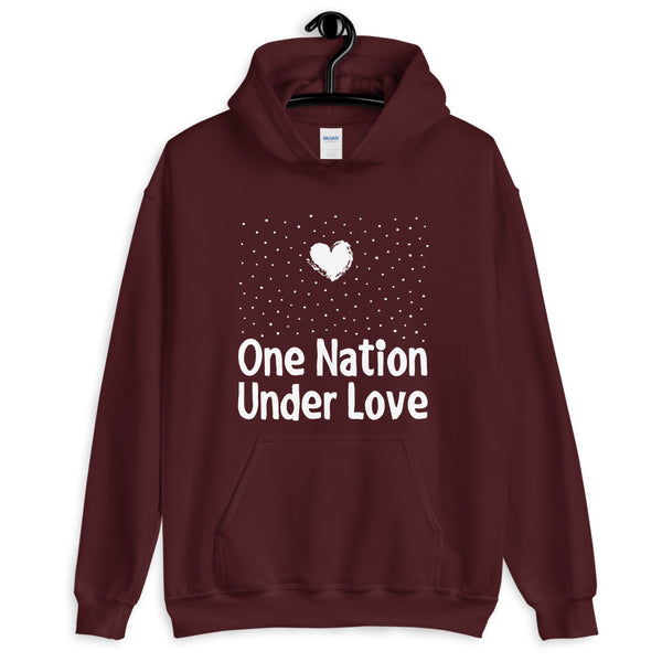 One Nation Under Love Unisex Hooded Sweatshirt (Dark/More Colors)