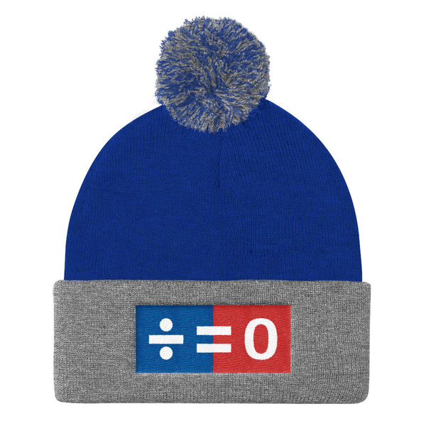 Red, White & Blue Unity Square Pom Pom Knit Patriotic Cap (More Colors)