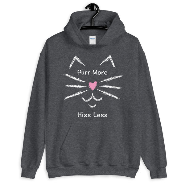 Purr More Hiss Less Unisex Hooded Sweatshirt (Dark/More Colors)