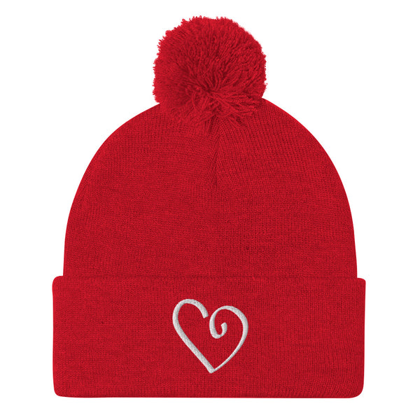 Open Heart Pom-Pom Knit Cap (More Colors)