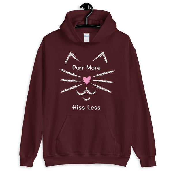 Purr More Hiss Less Unisex Hooded Sweatshirt (Dark/More Colors)