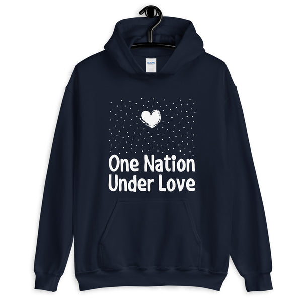 One Nation Under Love Unisex Hooded Sweatshirt (Dark/More Colors)