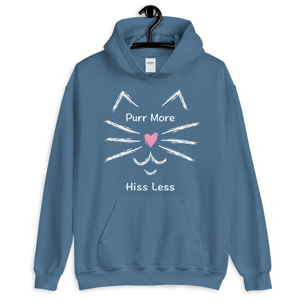 Purr More Hiss Less Unisex Hooded Sweatshirt (Dark/More Colors)