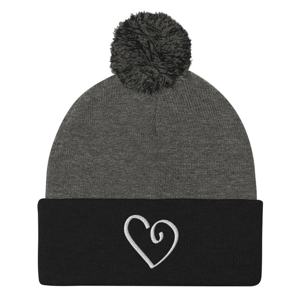 Open Heart Pom-Pom Knit Cap (More Colors)